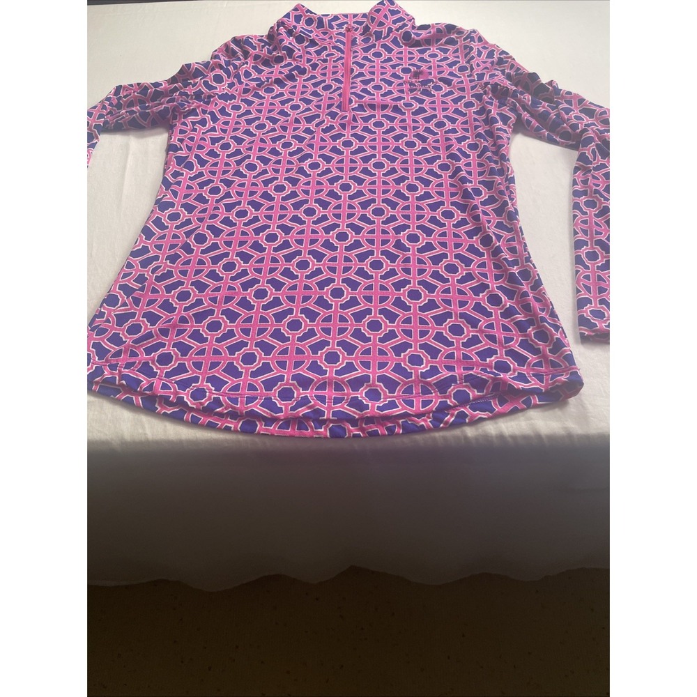 Palm Beach Gardens Lifestyle Women's Quarter Zip Pullover Geometric Pattern Size